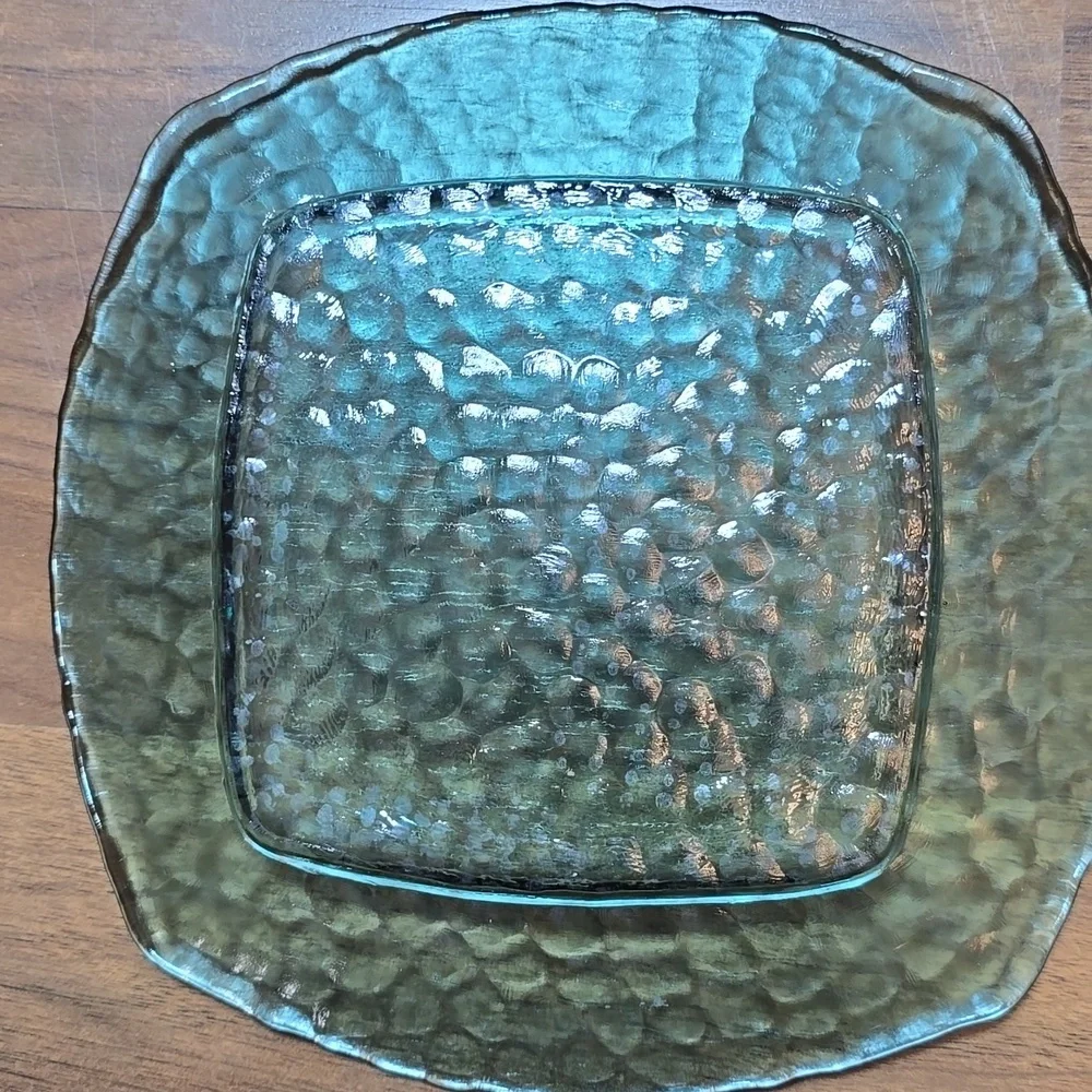Pier 1 Green Glass Salad Plates - Set Of 4